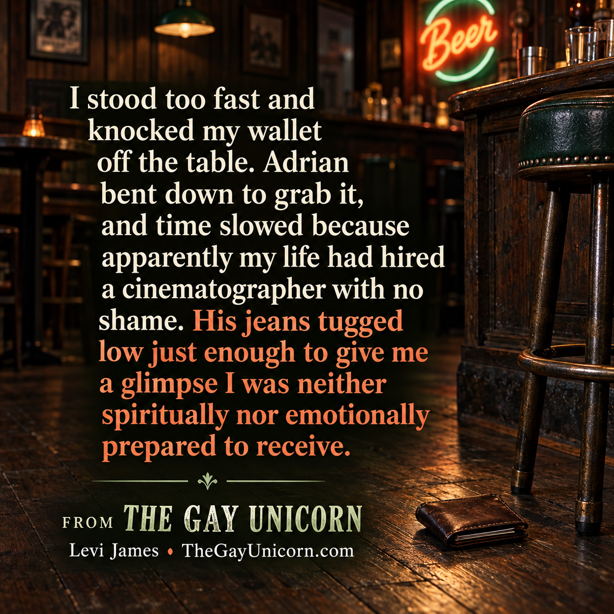 A cinematic wallet mishap — excerpt from The Gay Unicorn